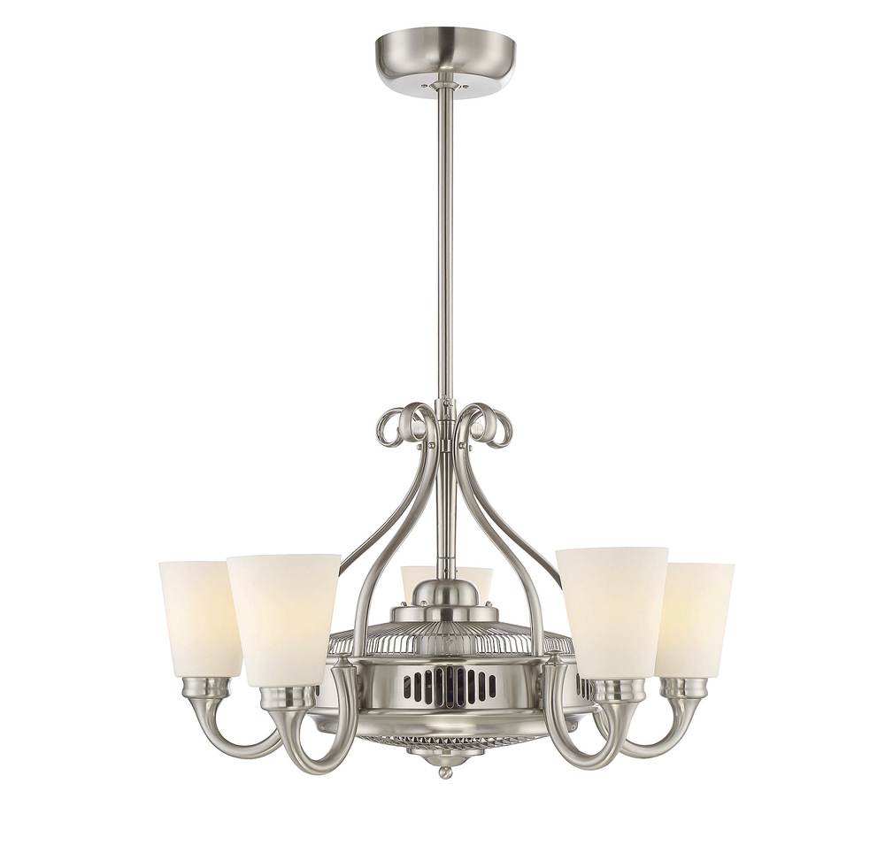 Borea 5-Light Fan D&#39;Lier in Satin Nickel