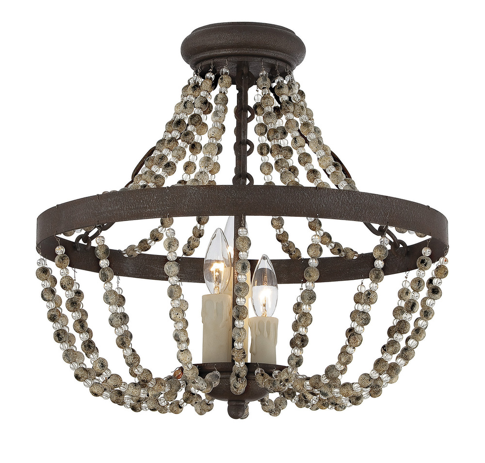 Mallory 3-Light Covertible Semi-Flush or Pendant in Fossil Stone