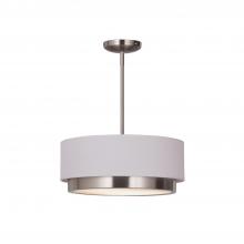 Justice Design Group FAB-4475-WHTE-NCKL - Tate 16&#34; LED Semi-Flush Drum Pendant
