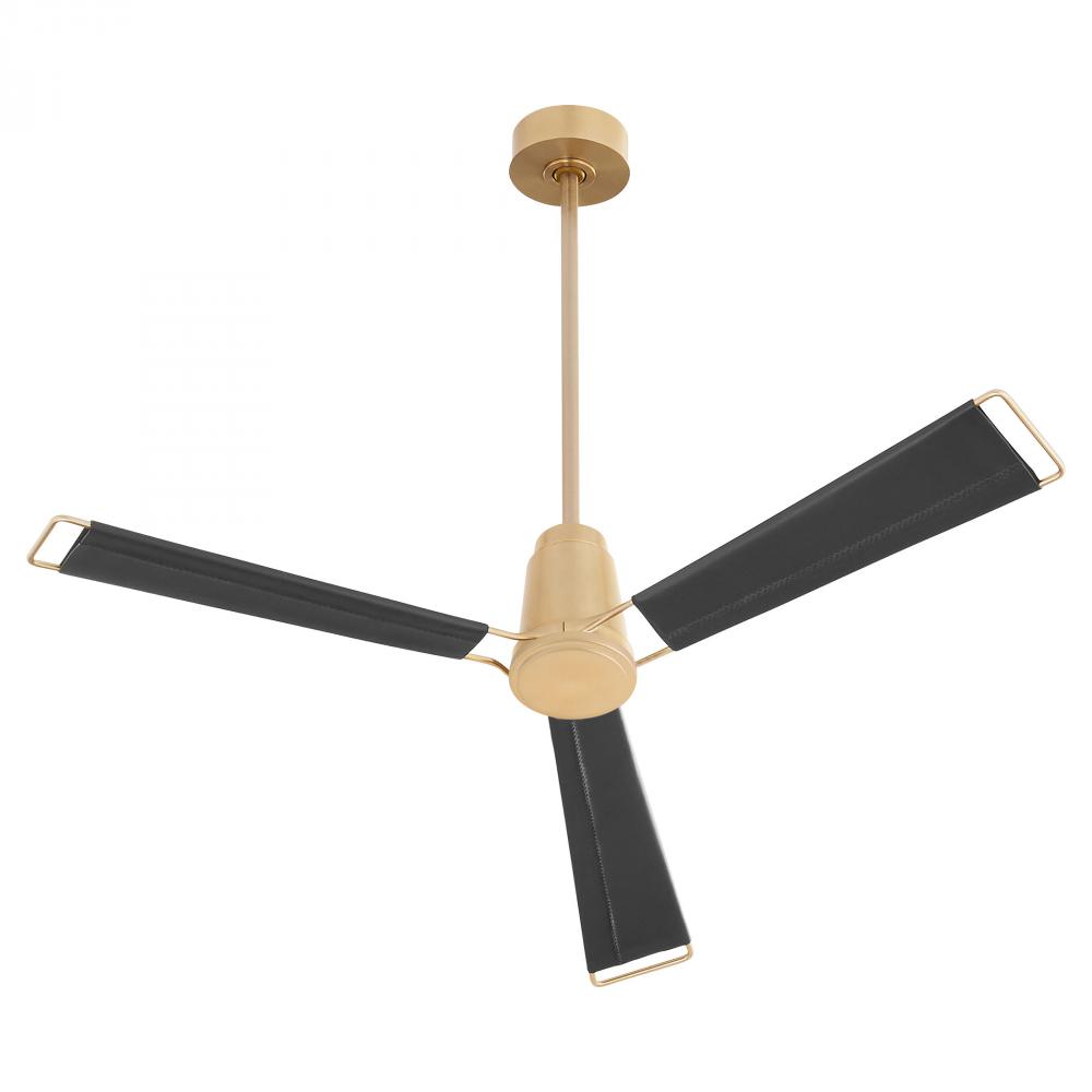 Zephyr 60&#34; Ceiling Fan Aged Brass - Light Brown Leather