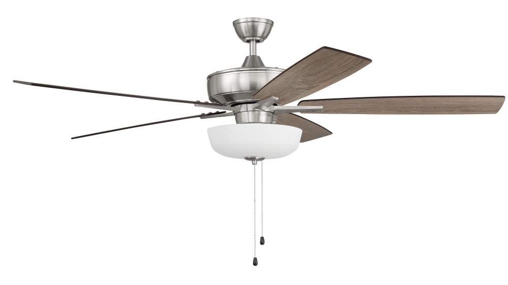 60&#34; Super Pro 111 in Brushed Polished Nickel w/ Driftwood/Grey Walnut Blades
