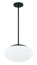 Craftmade 56894-FB-WG - Gaze 14&#34; 1 Light Oval Pendant in Flat Black, White Glass