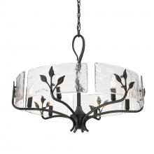 Golden 3160-6 NB-HWG - Calla 6 Light Chandelier in Natural Black with Hammered Water Glass Shade
