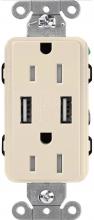 Lutron Electronics CAR-15-UBTR-LA - CA 15A USB TAMPER RESIST LIGHT ALMOND