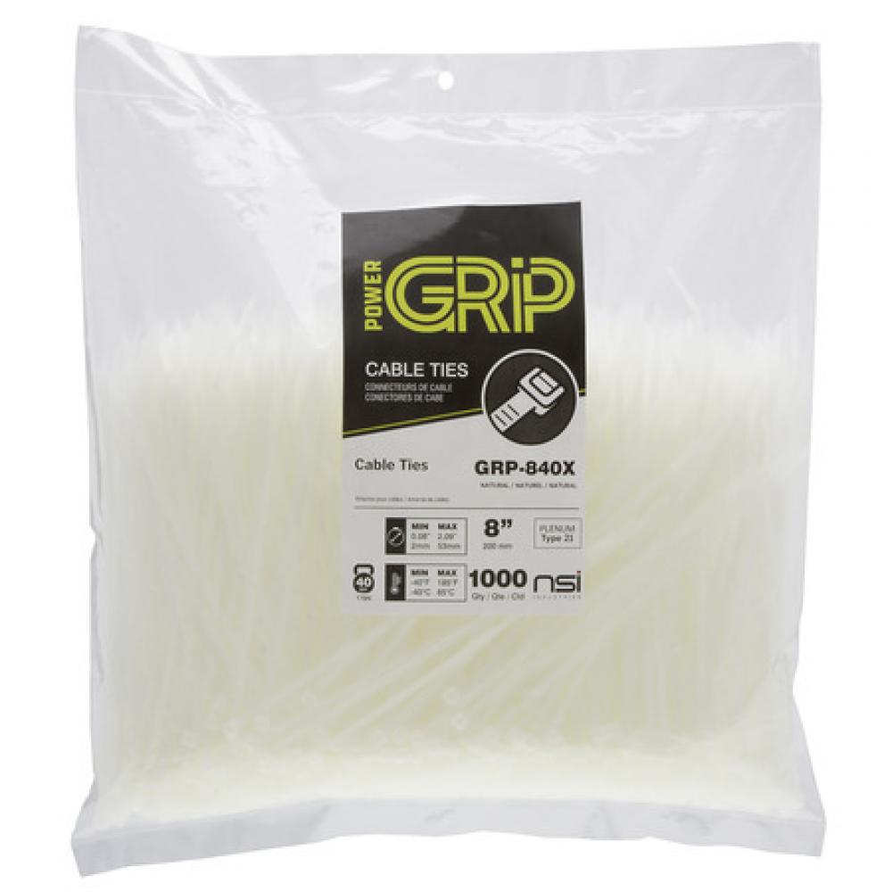 PowerGRP Cable Tie Natural 8&#34; 40lb (1000PK)