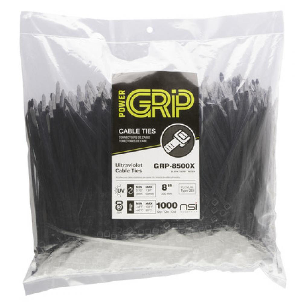 PowerGRP Cable Tie Black 8&#34; 50lb (1000PK)