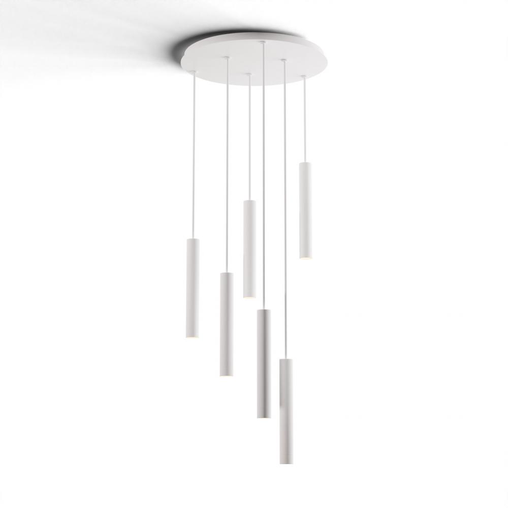 Combi Pendant 12&#34; Circular 6 Combo Matte White with Matte White Canopy, Suspension / Flush Mount