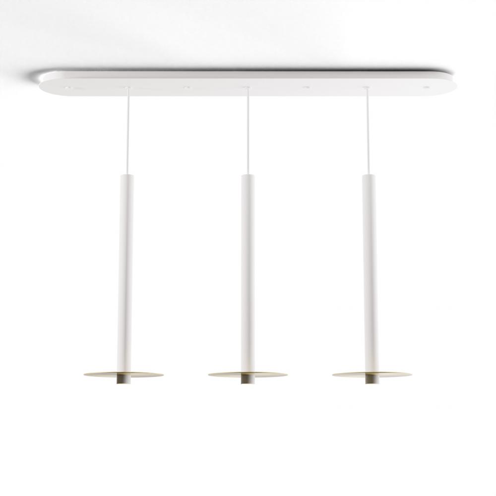 Combi Pendant 24&#34; Linear 3 Combo Matte White with Matte White Canopy