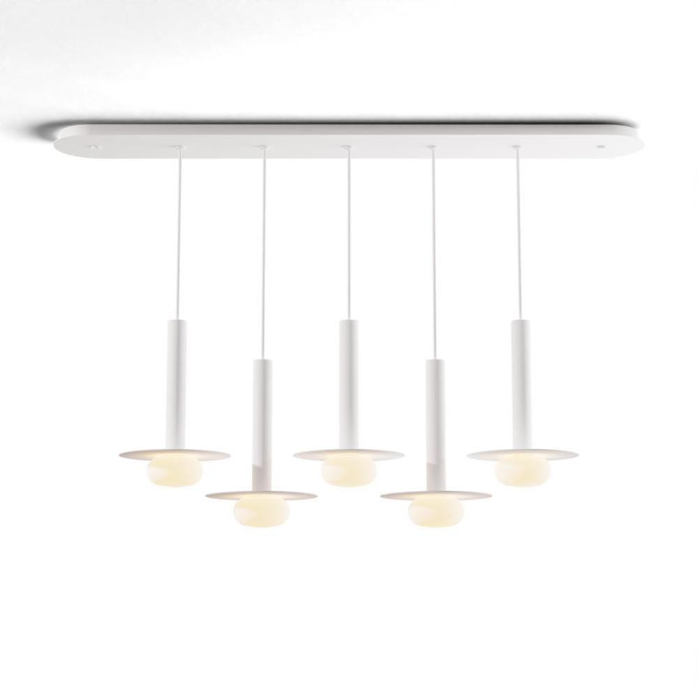 Combi Pendant 12&#34; Linear 5 Combo Matte White with Matte White Canopy