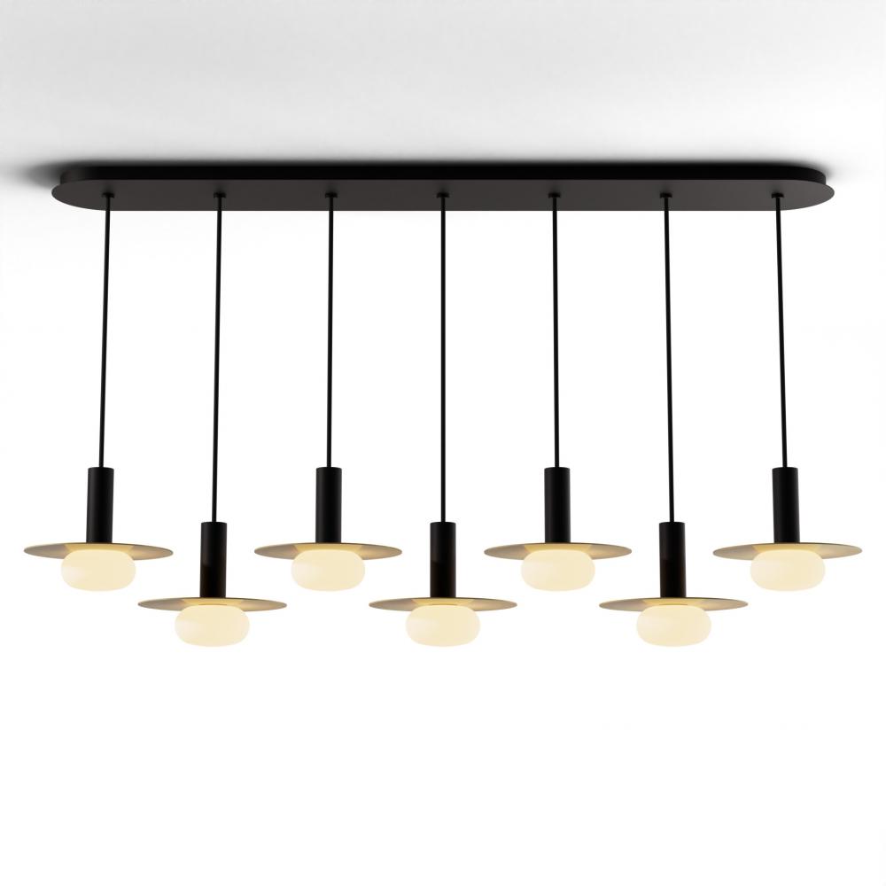 Combi Pendant 6&#34; Linear 7 Combo Matte Black with Matte Black Canopy