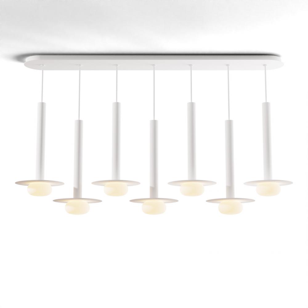 Combi Pendant 16&#34; Linear 7 Combo Matte White with Matte White Canopy