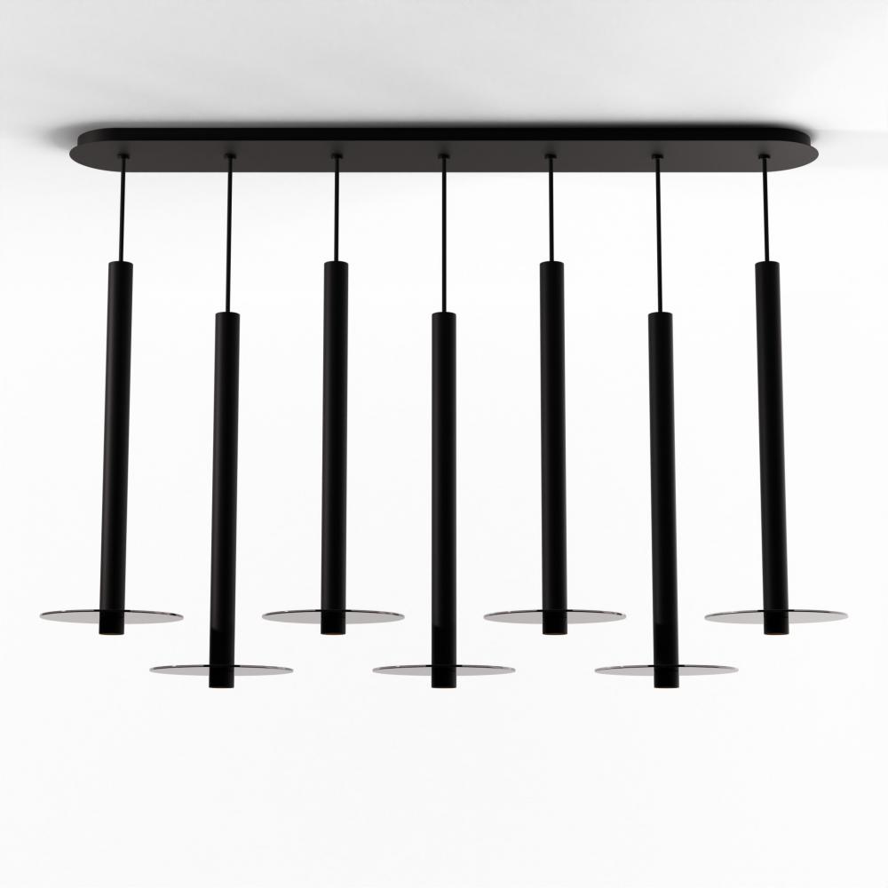Combi Pendant 24&#34; Linear 7 Combo Matte Black with Matte Black Canopy