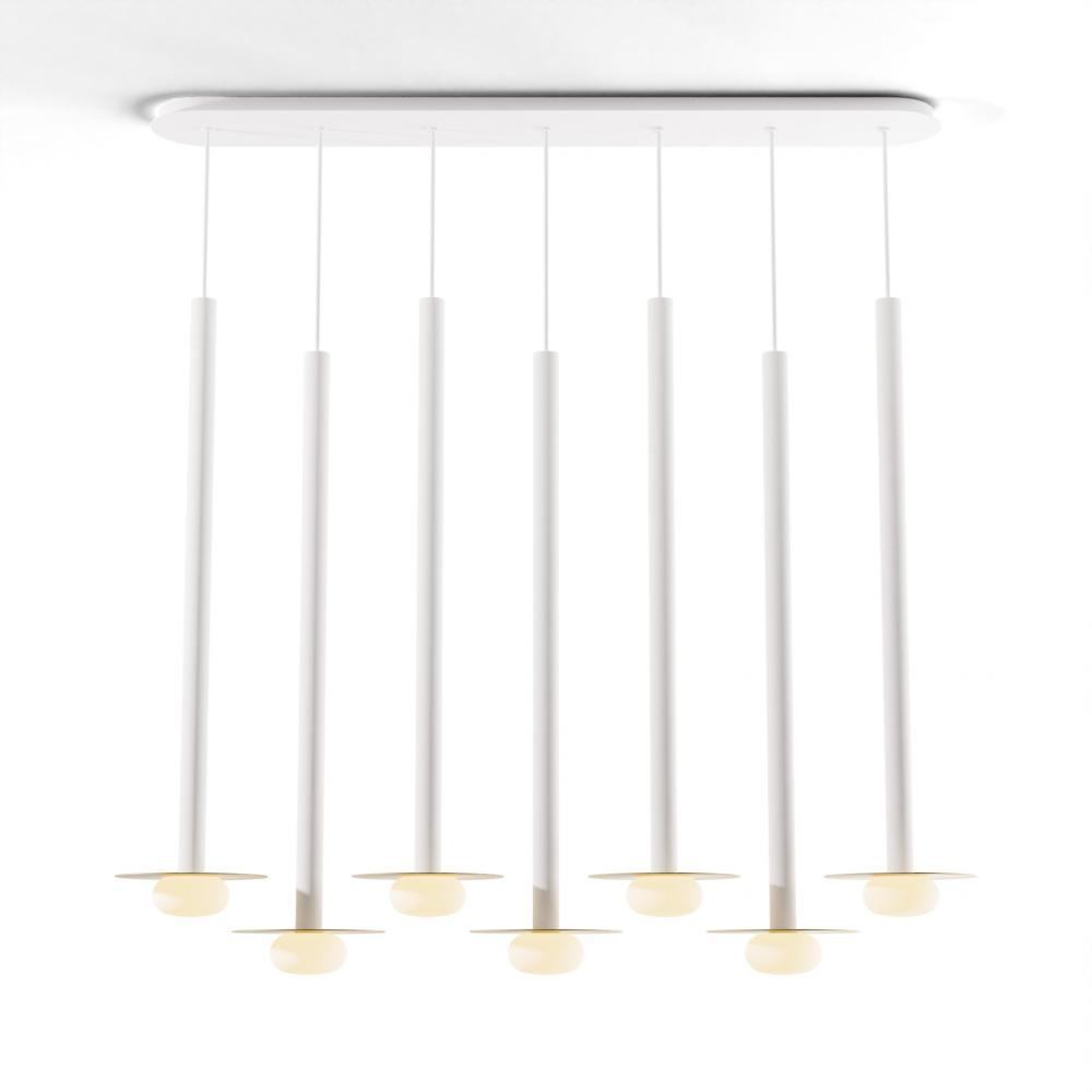 Combi Pendant 36&#34; Linear 7 Combo Matte White with Matte White Canopy