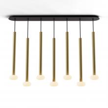 Koncept Inc CMP-L7-S-24-BRS+NA+GLB - Combi Pendant 24&#34; Linear 7 Combo Brass with Matte Black Canopy