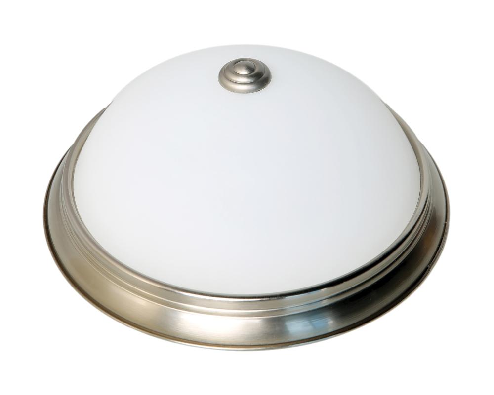 13&#34; LED Flush Dome Fixture; Brushed Nickel Finish with Frosted Glass