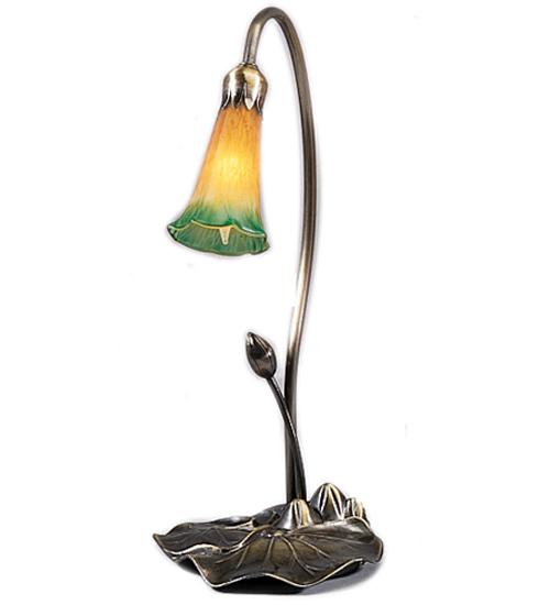 16&#34; High Amber/Green Pond Lily Accent Lamp