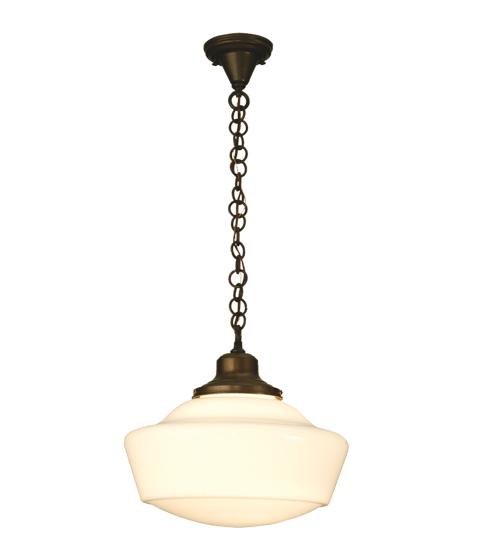 16&#34; Wide Revival Schoolhouse W/Traditional Globe Pendant