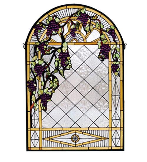 24&#34;W X 36&#34;H Grape Diamond Trellis Stained Glass Window