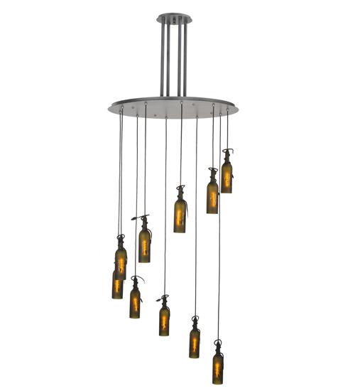 36&#34;W Tuscan Vineyard Etched 10 Bottle Cascading Pendant