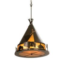 Meyda White 15381 - 24&#34;W Teepee w/ Buffalo Pendant