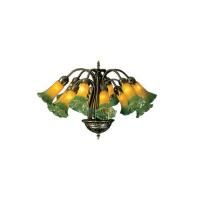 Meyda White 15997 - 20&#34; Wide Amber/Green Pond Lily 12 LT Chandelier