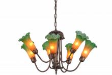 Meyda White 160614 - 24" Wide Amber/Green Tiffany Pond Lily 7 LT Chandelier