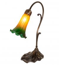 Meyda White 17014 - 15&#34; High Amber/Green Tiffany Pond Lily Accent Lamp