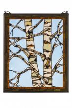 Meyda White 175993 - 24&#34;W X 19&#34;H Birch Tree in Winter Stained Glass Window