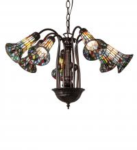 Meyda White 236531 - 26&#34; Wide Stained Glass Pond Lily 7 Light Chandelier