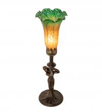 Meyda White 253516 - 15&#34; High Amber/Green Tiffany Pond Lily Nouveau Lady Accent Lamp