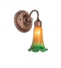 Meyda White 253600 - 5&#34; Wide Amber/Green Pond Lily Victorian Wall Sconce