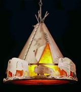 Meyda White 31931 - 24&#34;W Teepee W/Buffalo Pendant