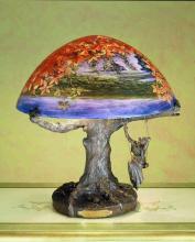 Meyda White 32108 - 15&#34;H Maxfield Parrish Reveries Reverse Painted Table Lamp