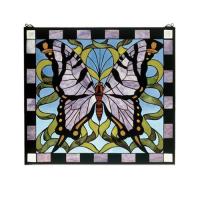Meyda White 46464 - 25&#34;W X 23&#34;H Butterfly Stained Glass Window