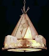 Meyda White 50150 - 20&#34;W Teepee w/ Buffalo Pendant