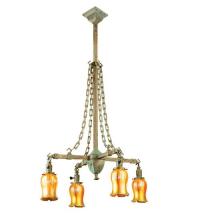 Meyda White 67330 - 26&#34;W Craftsman Favrile 4 LT Chandelier