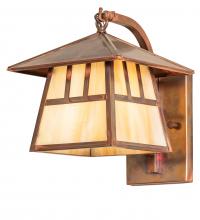 Meyda White 91596 - 8&#34; Wide Stillwater Double Bar Mission Curved Arm Hanging Wall Sconce